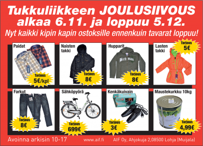 Joulusiivous 06.11 - 05.12.2017